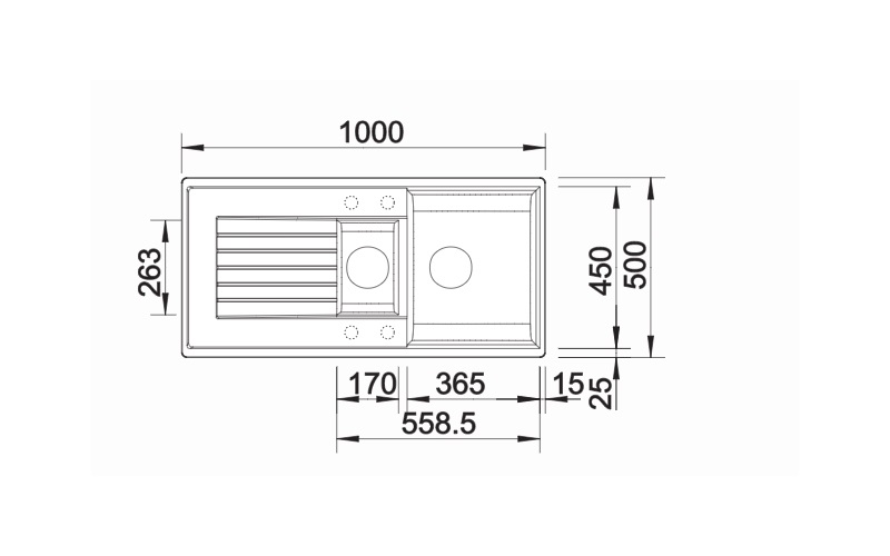 BLANCO ZIA 6 S Lavello 100x50 cm in Silgranit Bianco con 1 Vasca e 1/2 e Gocciolatoio Reversibile