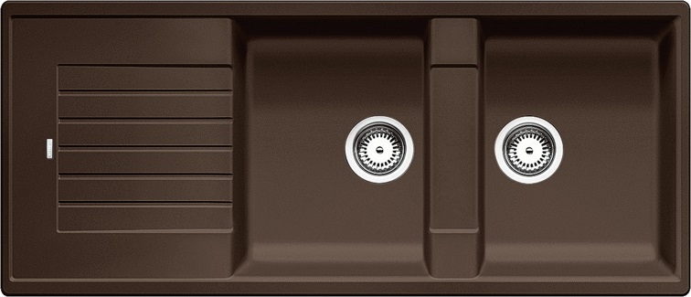 BLANCO ZIA 8 S Lavello 2 Vasche 116x50 cm con Gocciolatoio Reversibile in Silgranit Caffè