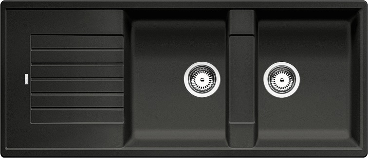 Blanco ZIA 8 S Lavello Montato su Piano 116x50 cm in Silgranit Antracite con 2 Vasche e Gocciolatoio Reversibile