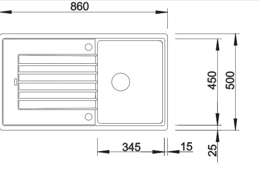 BLANCO ZIA 45 SL Lavello ad incasso in Silgranit Bianco con Gocciolatoio Reversibile - 86 x 50 cm