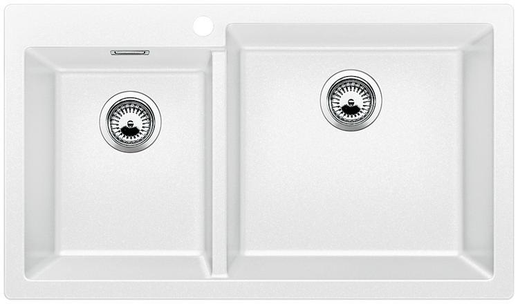 BLANCO PLEON 9 Lavello Incasso Bianco in Silgranit PuraDur con 2 Vasche - Dimensioni 86x50 cm, Base 90 cm