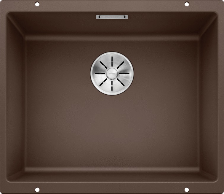 Blanco SUBLINE 500-U Lavello Sottopiano Rettangolare in Silgranit Caffè 53x46 cm con 1 Vasca e Accessori Inclusi