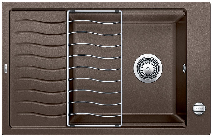 Blanco ELON XL 6 S Lavello Incasso 1 Vasca 78x50 cm in Silgranit Caffè con Gocciolatoio Reversibile