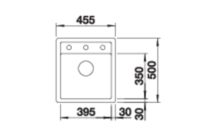 Blanco DALAGO 45-F Lavello Filotop in Silgranit® Grigio Roccia - Dimensioni 455x500 mm, Monovasca con Piletta da 3½