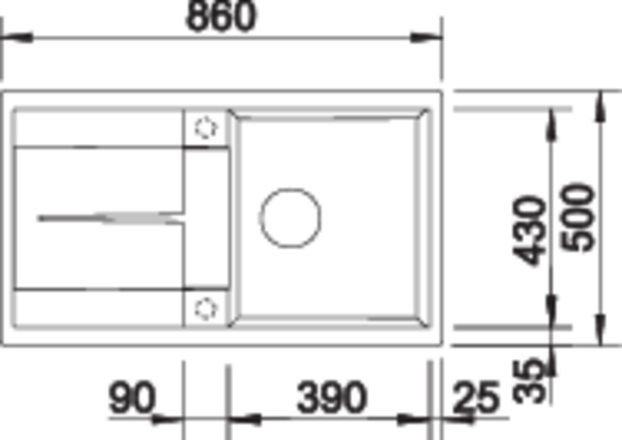BLANCO METRA 5 S Lavello Incasso 86 x 50 cm in Silgranit Grigio Roccia con Gocciolatoio Reversibile