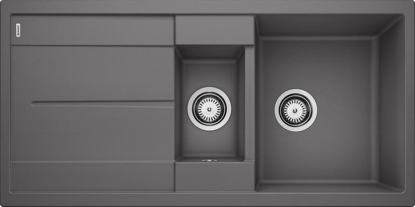 BLANCO METRA 6 S Lavello Incasso 100 x 50 cm in Silgranit Grigio Roccia - 1 Vasca e 1/2 con Gocciolatoio Reversibile