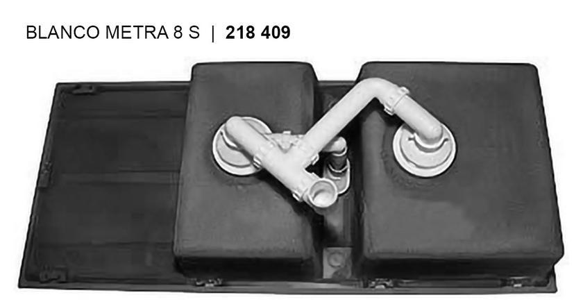 BLANCO METRA 8 S Lavello Incasso 116 x 50 cm in Silgranit Grigio Roccia con 2 Vasche e Gocciolatoio Reversibile