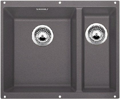 BLANCO SUBLINE 340/160-U Lavello Sottotop 2 Vasche Grigio Roccia 55.5 x 46 cm - Silgranit PuraDur