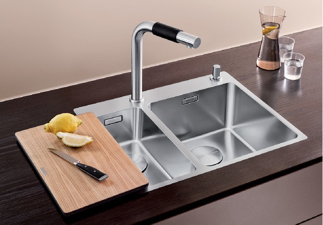 BLANCO Andano 340/180-IF/A Lavello Rettangolare 58,5 x 50 cm in Acciaio Inox con 2 Vasche e Accessori Inclusi