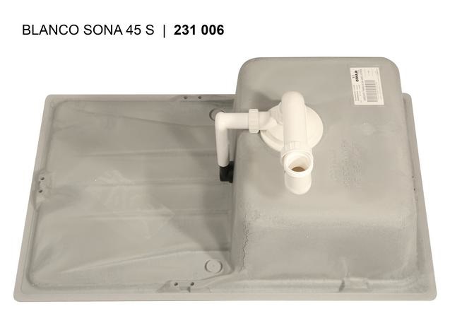 BLANCO SONA 45 S - Lavello Incasso 1 Vasca con Gocciolatoio Reversibile in Silgranit Bianco - Dimensioni 78x50 cm