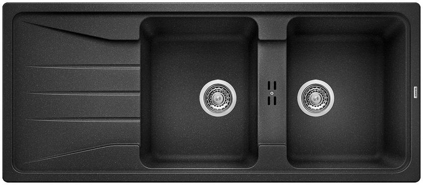 BLANCO SONA 8 S Lavello Incasso 116x50 cm in Silgranit Antracite con 2 Vasche e Gocciolatoio Reversibile