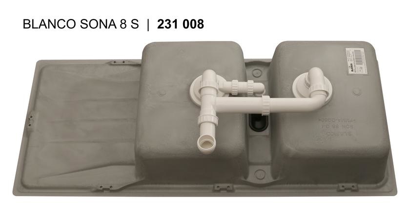 BLANCO SONA 8 S Lavello Incasso 116x50 cm in Silgranit Antracite con 2 Vasche e Gocciolatoio Reversibile
