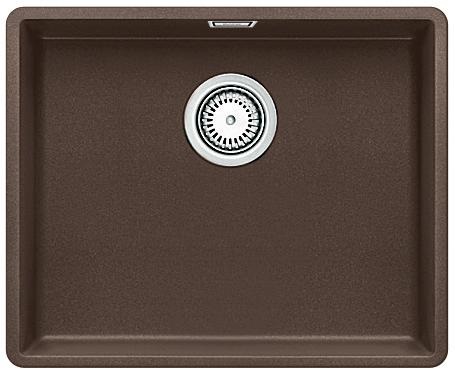 Blanco SUBLINE 500-F Lavello Sintetico Monovasca Filotop Caffè in Silgranit PuraDur - 527 x 427 mm, Profondità 190 mm, Base 60 cm
