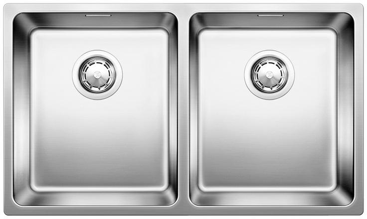Blanco ANDANO 340/340-IF Lavello Semifilo/Filotop in Acciaio Inox 18/10 con 2 Vasche e Accessori Inclusi