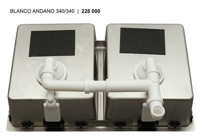 Blanco ANDANO 340/340-IF Lavello Semifilo/Filotop in Acciaio Inox 18/10 con 2 Vasche e Accessori Inclusi