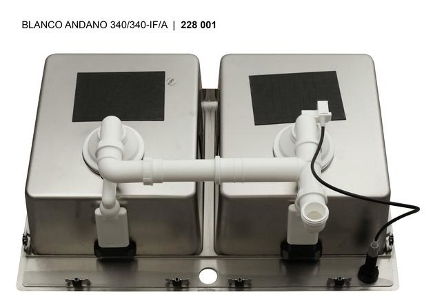 BLANCO ANDANO 340/340-IF/A - Lavello Sopratop in Acciaio Inox 2 Vasche 74,5 x 50 cm con Piletta 3½