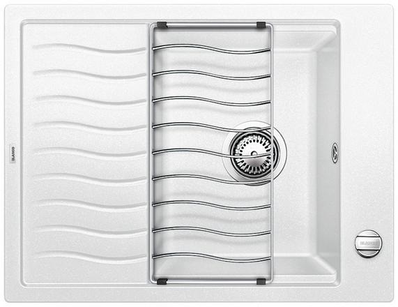 Blanco ELON 45 S Lavello Sopratop Bianco in Silgranit PuraDur - 1 Vasca Gocciolatoio Reversibile - Dimensioni 650x500 mm