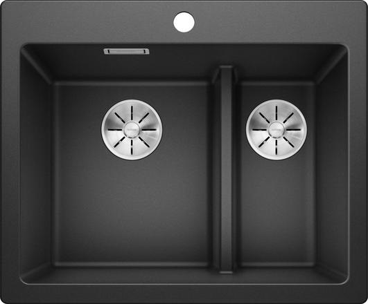 Blanco PLEON 6 Split Lavello Incasso Antracite in Silgranit PuraDur - 2 Vasche con Divisorio Ribassato - Dimensioni 615 x 510 mm