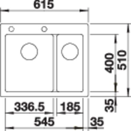Blanco PLEON 6 Split Lavello Incasso Antracite in Silgranit PuraDur - 2 Vasche con Divisorio Ribassato - Dimensioni 615 x 510 mm