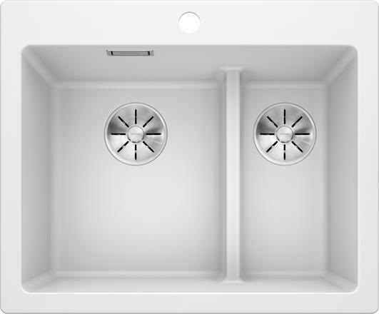BLANCO PLEON 6 Split Lavello Incasso Bianco in Silgranit PuraDur - Due Vasche 615 x 510 mm con Divisorio Ribassato e Scarico InFino®