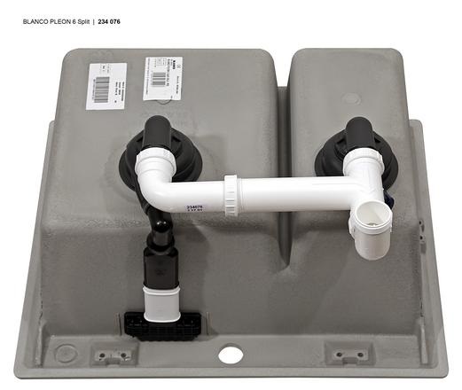 Blanco PLEON 6 Split Lavello Incasso 615x510 mm Tartufo in Silgranit PuraDur - 2 Vasche con Divisorio Ribassato e Scarico InFino®