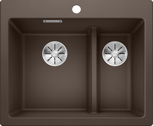 Blanco PLEON 6 Split Lavello Incasso Due Vasche Caffè - Silgranit PuraDur - 615 x 510 mm