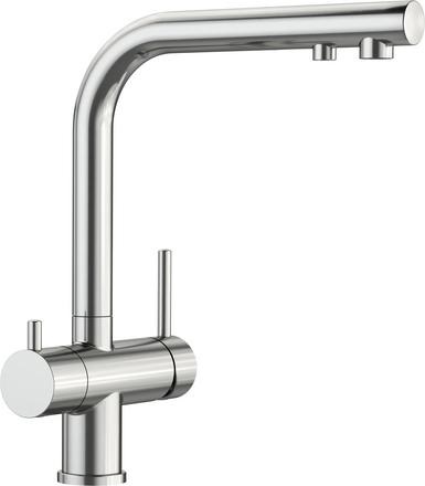 Blanco FONTAS II Miscelatore Tre Vie PVD Steel con Canna Girevole 360° e Comandi Separati