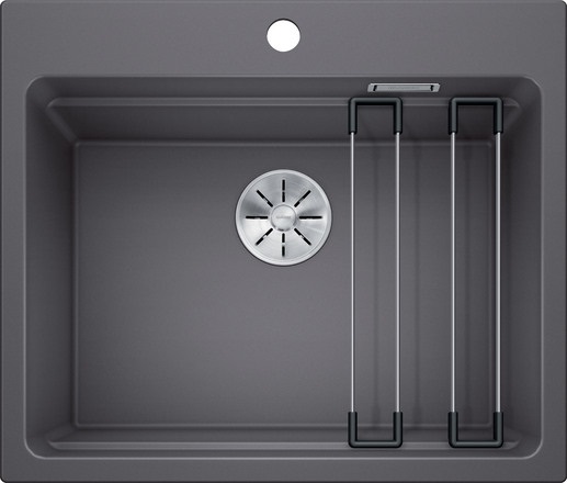 BLANCO Etagon 6 Lavello Sintetico Monovasca Sopratop 60 x 51 cm - Grigio Roccia - Profondità Vasca 220 mm - Scarico InFino Integrato