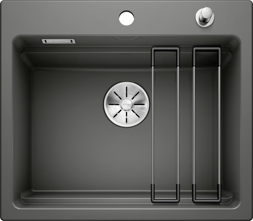 BLANCO Etagon 6 Lavello in Ceramica PuraPlus® Sopratop - Basalto - 1 Vasca - Dimensioni 584 x 510 mm - Profondità Vasca 220 mm