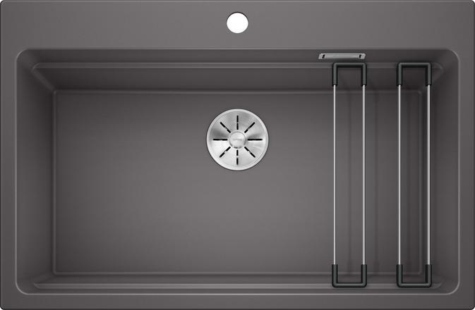 BLANCO ETAGON 8 Lavello Monovasca Sopratop in Silgranit® PuraDur® - Grigio Roccia - 780 x 510 mm - Profondità Vasca 220 mm - Base 80 cm