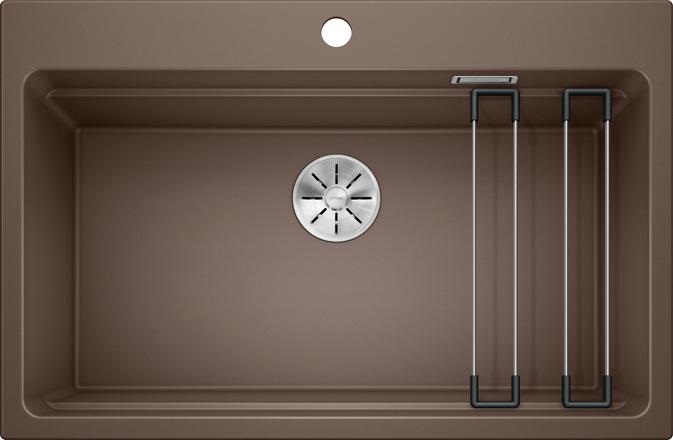 BLANCO Etagon 8 Lavello Monovasca Sopratop in Silgranit® PuraDur® Caffè - 780 x 510 mm, Profondità Vasca 220 mm, Tappo a Cestello InFino®