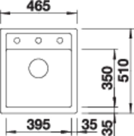BLANCO DALAGO 45 Lavello Monovasca Sopratop in Silgranit Nero - Dimensioni 510 x 465 mm, Profondità 205 mm