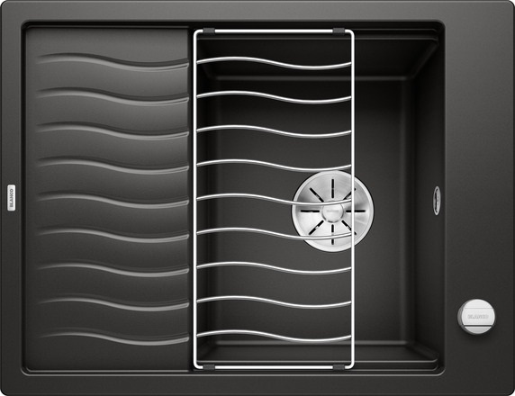 Blanco Elon 45 S Lavello Sopratop 1 Vasca 65 x 50 cm con Gocciolatoio Reversibile in Silgranit® Nero