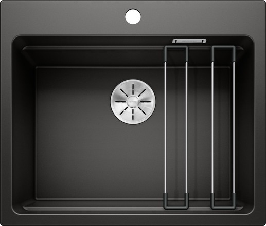 BLANCO ETAGON 6 Lavello 1 Vasca Sopratop 60x51 cm in Silgranit® Nero con Profondità 220 mm