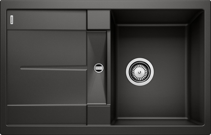 Blanco METRA 45 S Lavello in Silgranit Nero 1 Vasca con Gocciolatoio Reversibile - Dimensioni 78 x 50 cm - Profondità Vasca 205 mm - Base 45 cm