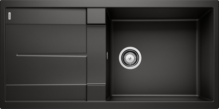Blanco METRA XL 6 S Lavello 1 Vasca Reversibile in Silgranit Nero - 100 x 50 cm con Gocciolatoio e Accessori Inclusi