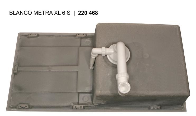 Blanco METRA XL 6 S Lavello 1 Vasca Reversibile in Silgranit Nero - 100 x 50 cm con Gocciolatoio e Accessori Inclusi