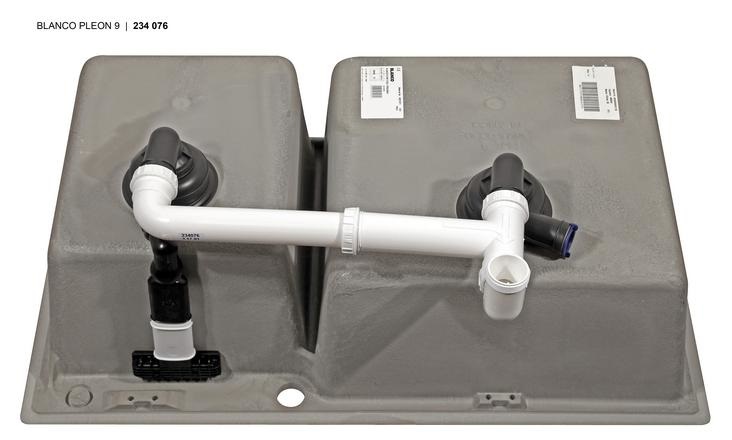 BLANCO PLEON 9 Lavello 2 Vasche Sopratop 86 x 50 cm in Silgranit® Nero con Piletta da 3½