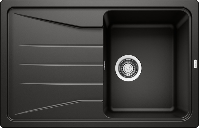 BLANCO SONA 45 S Lavello Sopratop 1 Vasca con Gocciolatoio Reversibile in Silgranit Nero - 780 x 500 mm