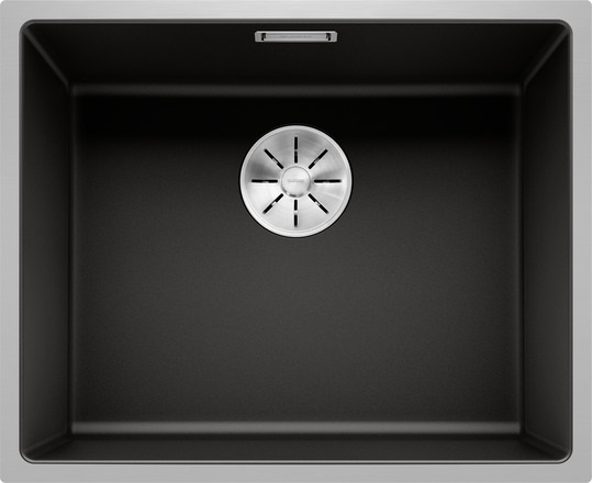 BLANCO SUBLINE 500-IF SteelFrame Lavello Monovasca in Silgranit Nero con Cornice Inox - 54.3 x 44.3 cm