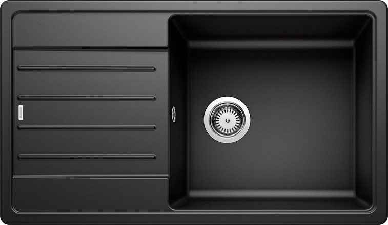 BLANCO LEGRA XL 6 S Lavello Sintetico Nero 1 Vasca con Gocciolatoio Reversibile - Silgranit - 860 x 500 mm - Profondità Vasca 205 mm - Base 60 cm