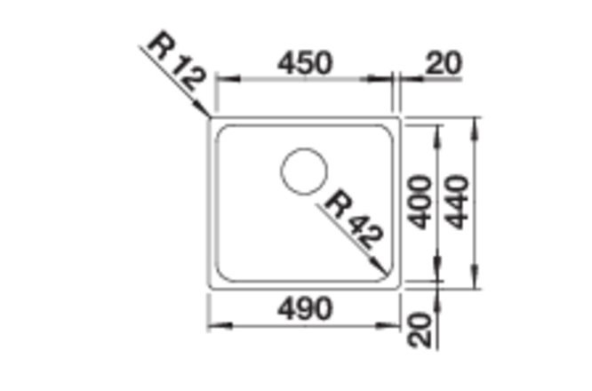 BLANCO SOLIS 450-IF Lavello Monovasca 49 x 44 cm in Acciaio Inox con Scarico InFino e Bordo Semifilo