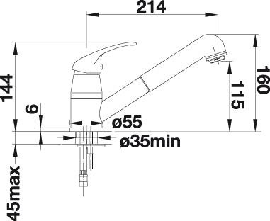 BLANCO DARAS-S Miscelatore da Cucina Nero con Doccetta Estraibile e Girevole fino a 90°