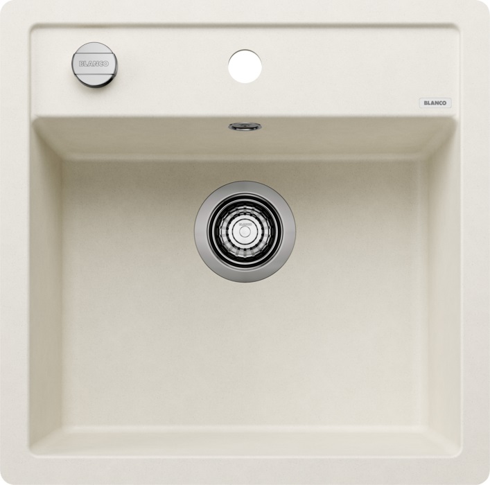 BLANCO Dalago 5-F Lavello Filotop 1 Vasca Soft White 50.5x50 cm in Silgranit con Profondità 190 mm e Piletta da 3½