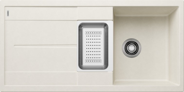 Blanco METRA 6 S Lavello Reversibile 1 Vasca Vaschetta con Gocciolatoio Sopratop 100x50 cm Soft White in Silgranit