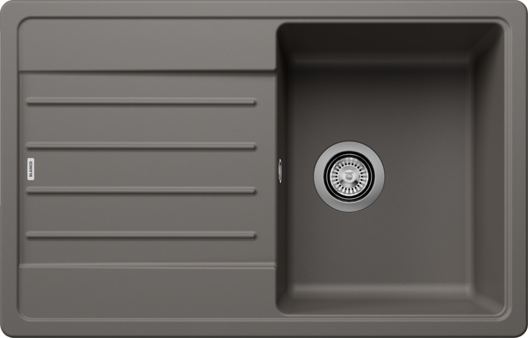 Blanco LEGRA 45 S Lavello Sopratop 1 Vasca 78x50 cm con Gocciolatoio Reversibile in Silgranit Grigio Vulcano