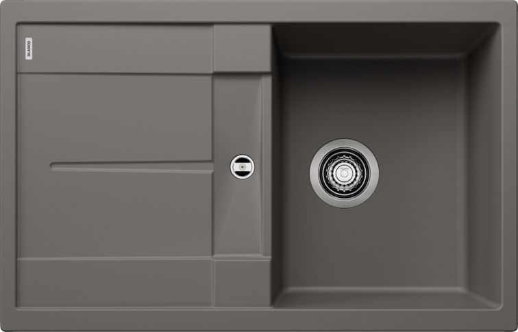 Blanco METRA 45 S Lavello 1 Vasca con Gocciolatoio Reversibile in Silgranit Grigio Vulcano - 78x50 cm