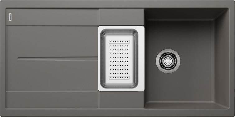 Blanco METRA 6 S Lavello 1 Vasca e 1/2 con Gocciolatoio Reversibile in Silgranit Grigio Vulcano - 100x50 cm