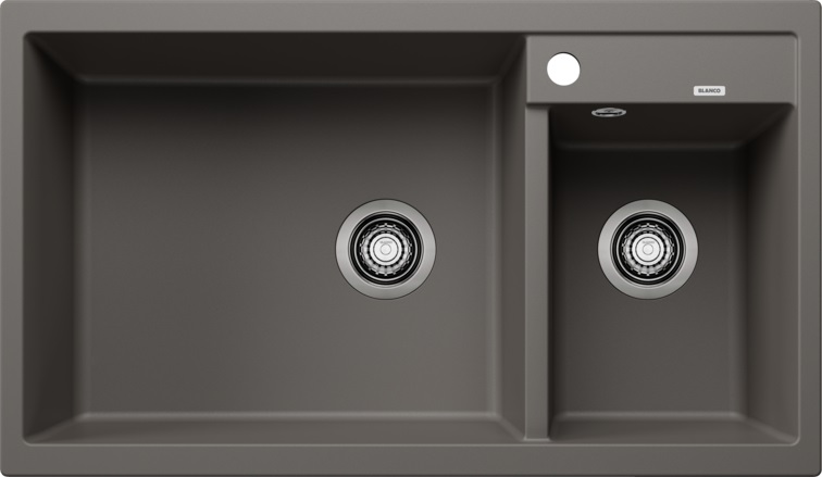 BLANCO METRA 9 Lavello 2 Vasche Sopratop in Silgranit Grigio Vulcano 86x50 cm con Gocciolatoio