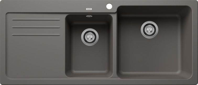 Blanco Naya 8 S Lavello 2 Vasche 116x50 cm con Gocciolatoio Sinistro in Grigio Vulcano